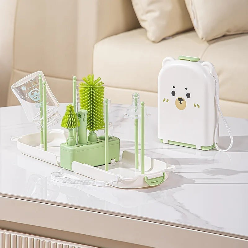 Dear Xime Travel Silicone Bottle Brush Set with Storage Box โ Newborn Safe | 0M+