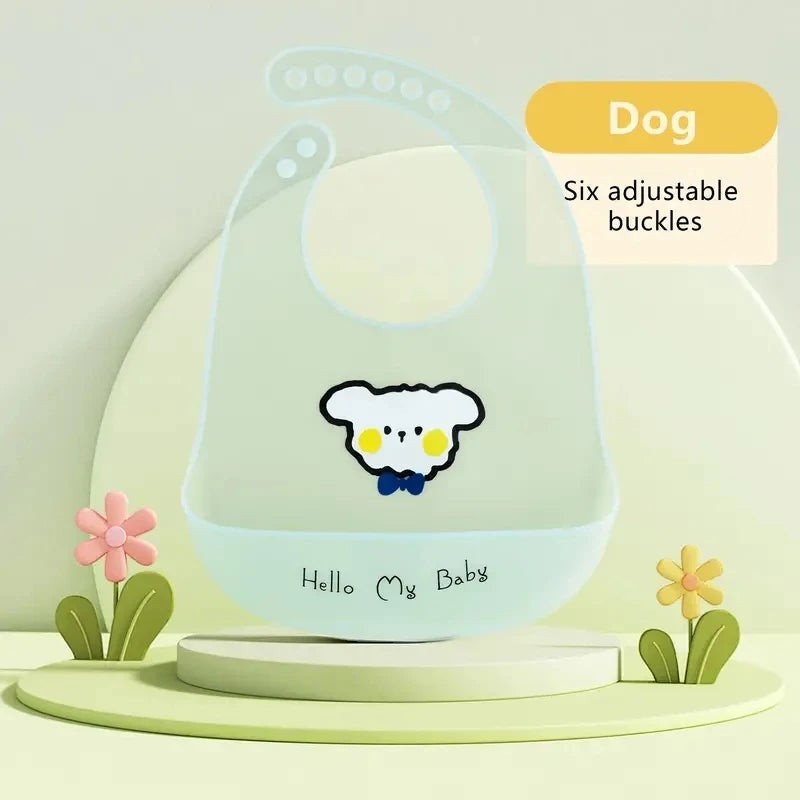 Dear Xime Waterproof Silicone Cartoon Bib ā Adjustable with Catch Pocket | 6M+